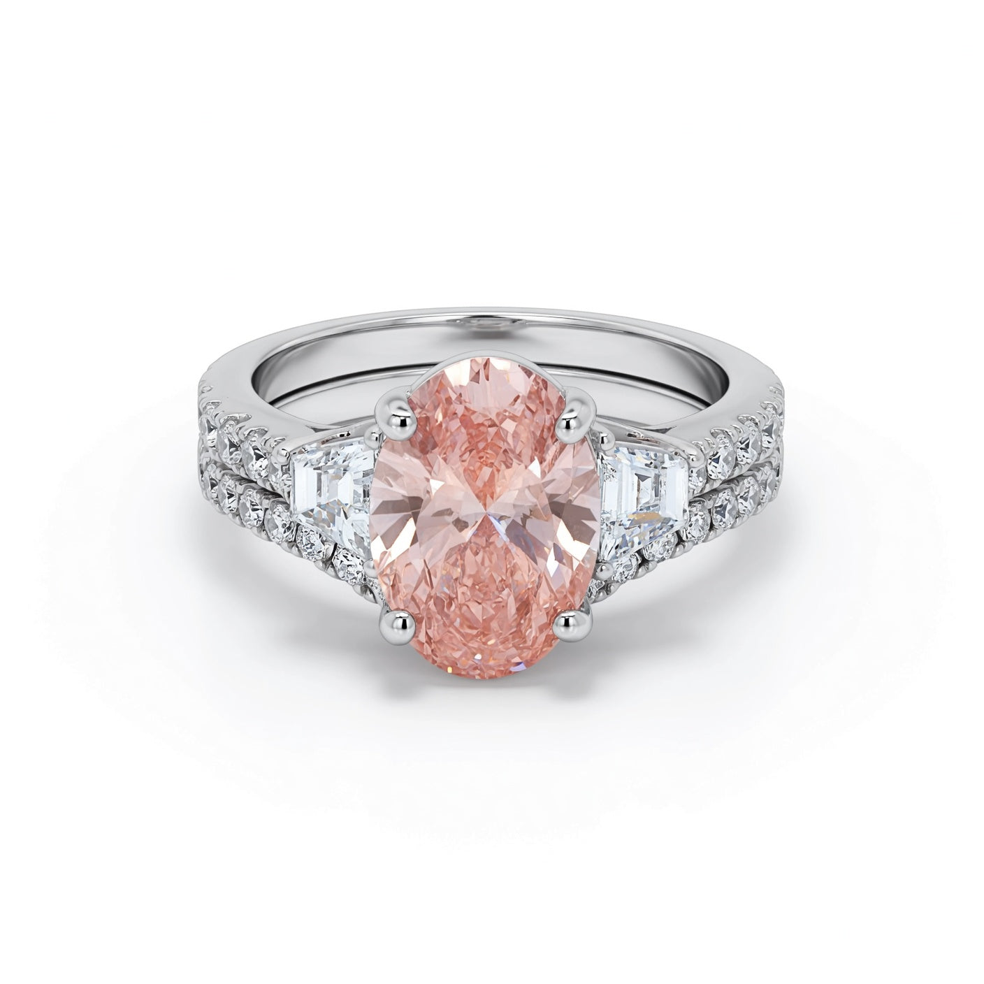 Rosette Pink Lab Diamond Bridal Set