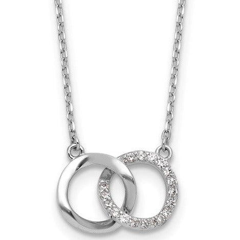 Cheryl M Sterling Silver Rhodium-plated Polished CZ Interlocking Ring Necklace