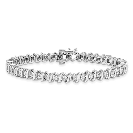 Sterling Silver Rhodium-plated Diamond Fancy Bracelet
