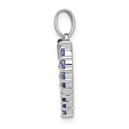 Sterling Silver Rhodium-plated Tanzanite and Diamond Pendant
