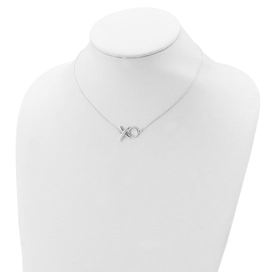 Sterling Silver Polished XO with 2in. Ext. Necklace