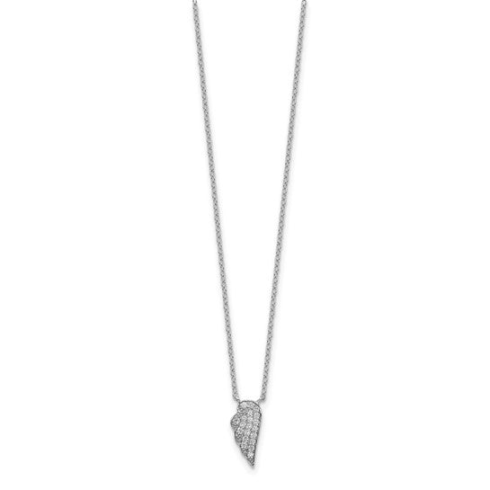 Sterling Silver Rhodium-plated CZ Wing Necklace