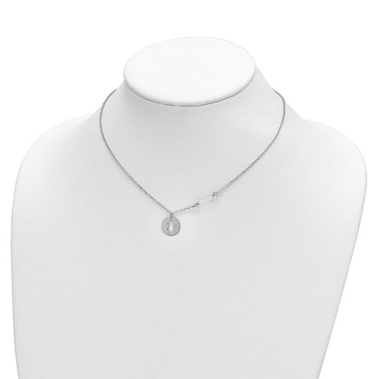 Sterling Silver Rhodium-plated Puppy and Bone with 1 in Ext Necklace