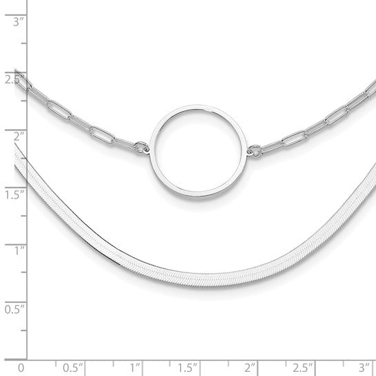 Sterling Silver Rhodium-plated 2 Strand 16in with 2in ext Necklace