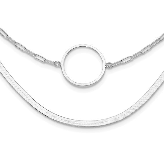 Sterling Silver Rhodium-plated 2 Strand 16in with 2in ext Necklace