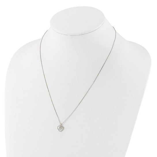Sterling Silver Rhod-plated MOP/CZ Paw with 2IN Ext Necklace