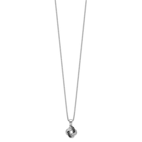 White Night Sterling Silver Rhodium-plated Black and White Diamond 18 Inch Necklace with 2 Inch Extender