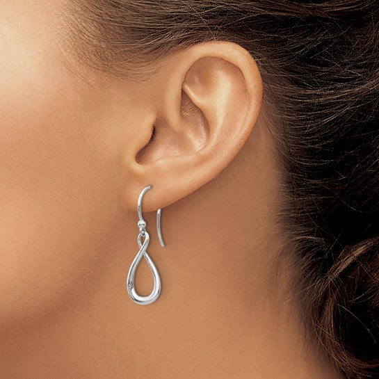 White Ice Sterling Silver Rhodium-plated Diamond Shepherd Hook Dangle Earrings