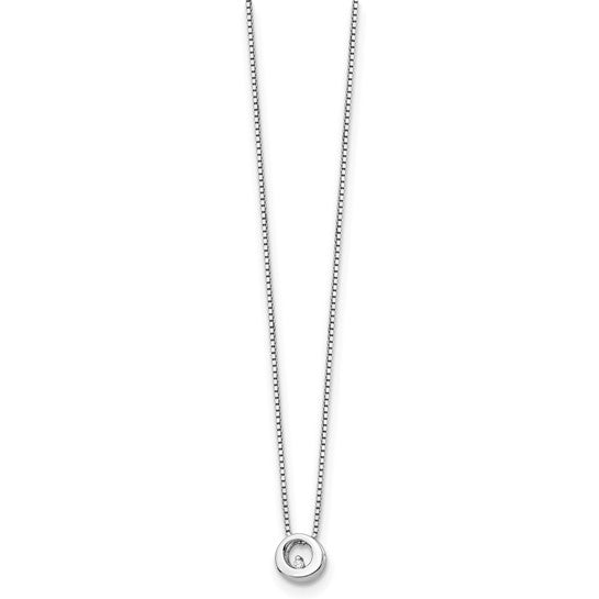 White Ice Sterling Silver Rhodium-plated 18 Inch Diamond Open Circle Necklace with 2 Inch Extender