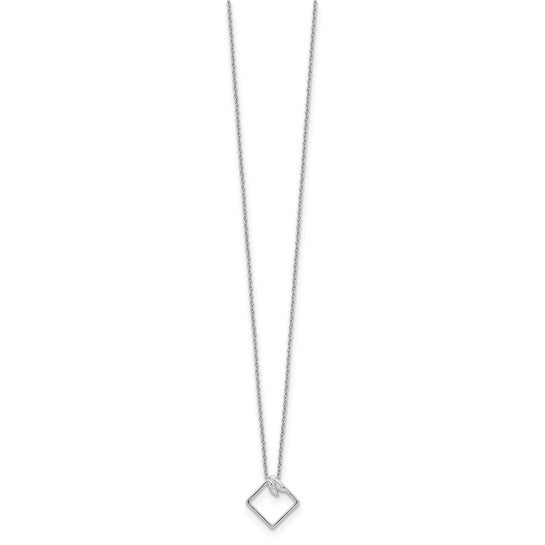 White Ice Sterling Silver Rhodium-plated 18 Inch Open Diamond-shaped Diamond Necklace with 2 Inch Extender