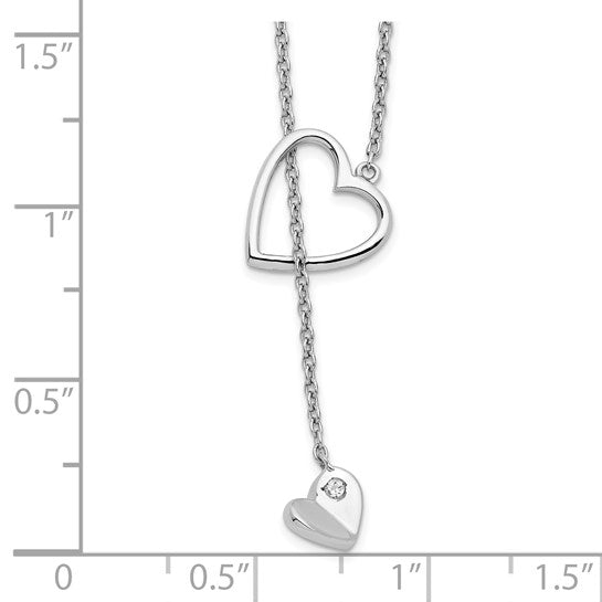 White Ice Sterling Silver Rhodium-plated 18 Inch Diamond Heart Necklace