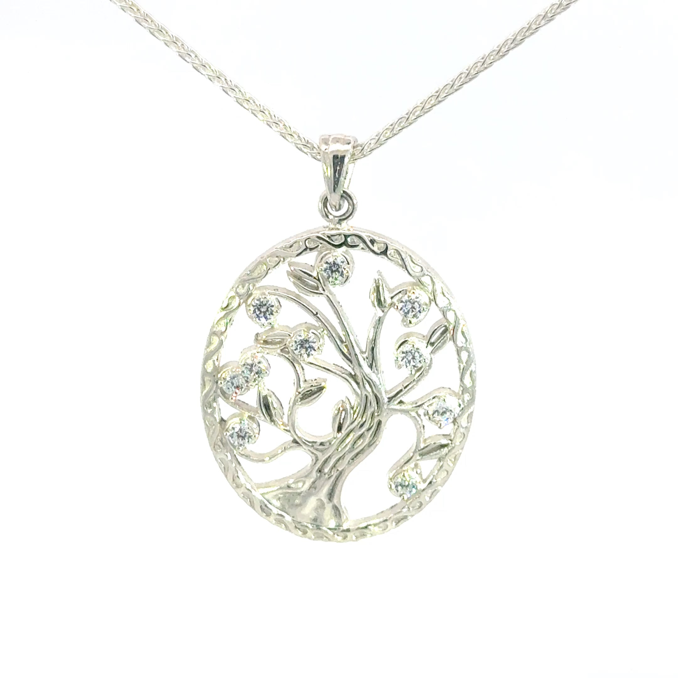 Mother's Day 925 Silver Tree Of Life Pendant with Cz's or Optional Birthstones