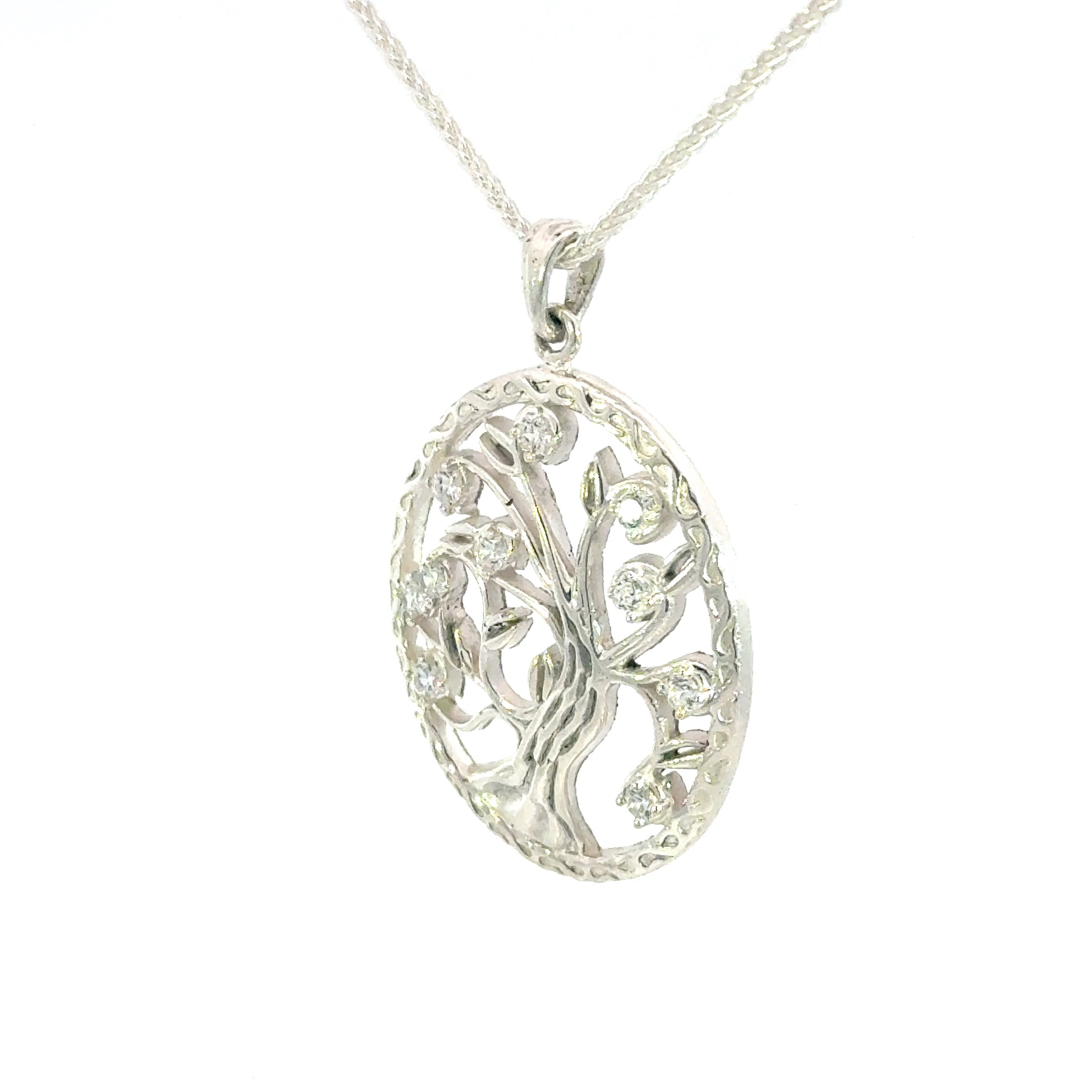 Mother's Day 925 Silver Tree Of Life Pendant with Cz's or Optional Birthstones