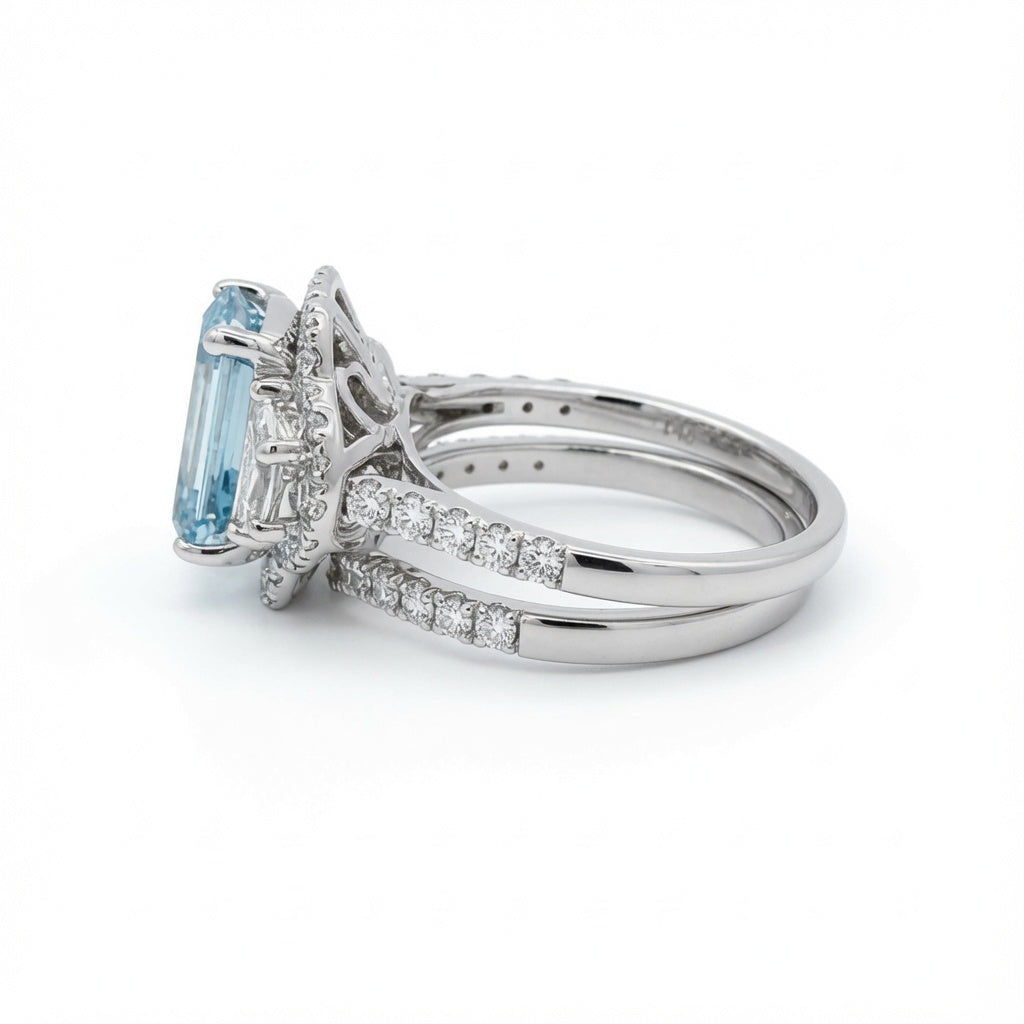 Caelum Lab Blue Diamond Ring Set