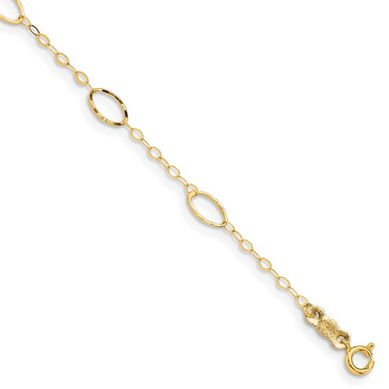 14k Oval Design Diamond-cut 7.25 inch Bracelet