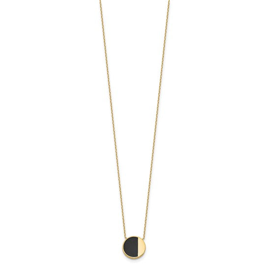 Leslie's 14K with Black Enamel Polished Circle 17 inch Necklace