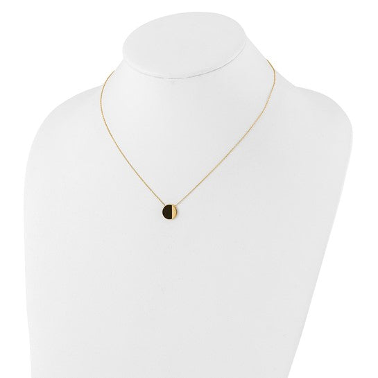 Leslie's 14K with Black Enamel Polished Circle 17 inch Necklace
