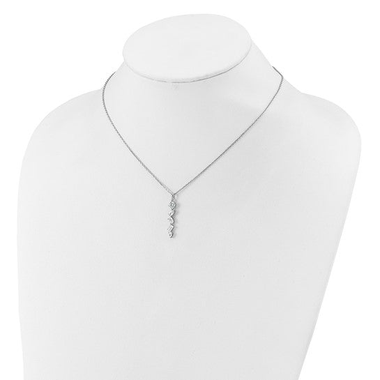 Cheryl M Sterling Silver Rhodium-plated Polished Fancy Multi-cut CZ with 2 Inch Extension Necklace