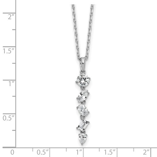 Cheryl M Sterling Silver Rhodium-plated Polished Fancy Multi-cut CZ with 2 Inch Extension Necklace