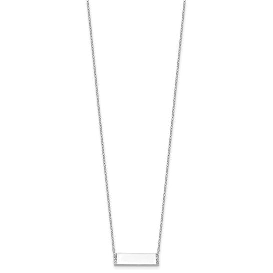 Cheryl M Sterling Silver Rhodium-plated Polished CZ Bar Necklace