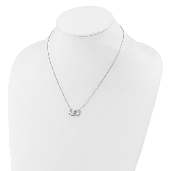 Cheryl M Sterling Silver Rhodium-plated Polished CZ Interlocking Ring Necklace
