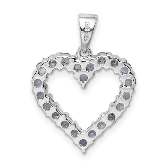 Sterling Silver Rhodium-plated Tanzanite and Diamond Pendant