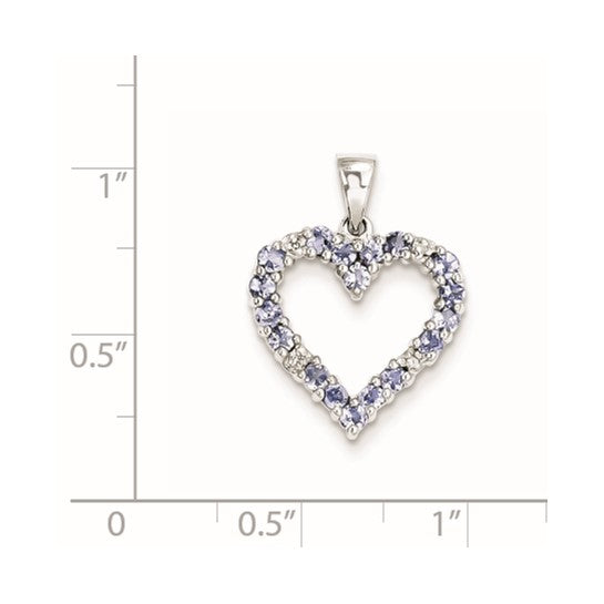Sterling Silver Rhodium-plated Tanzanite and Diamond Pendant