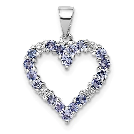 Sterling Silver Rhodium-plated Tanzanite and Diamond Pendant