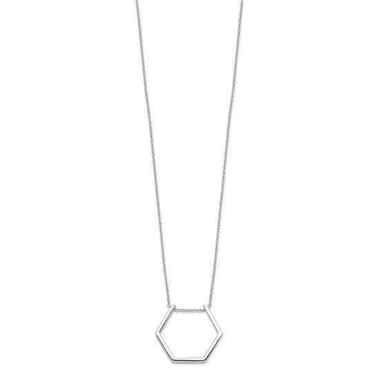 Sterling Silver Rhodium-plated Hexagon Necklace