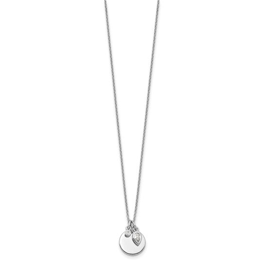 Sterling Silver Rhodium Plated with 1.75in ext. CZ Necklace