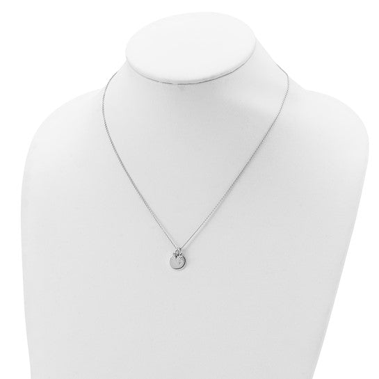 Sterling Silver Rhodium Plated with 1.75in ext. CZ Necklace
