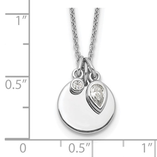 Sterling Silver Rhodium Plated with 1.75in ext. CZ Necklace