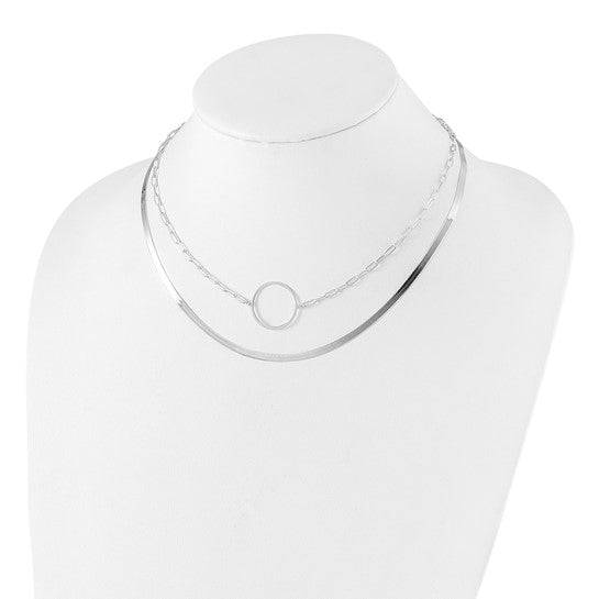 Sterling Silver Rhodium-plated 2 Strand 16in with 2in ext Necklace