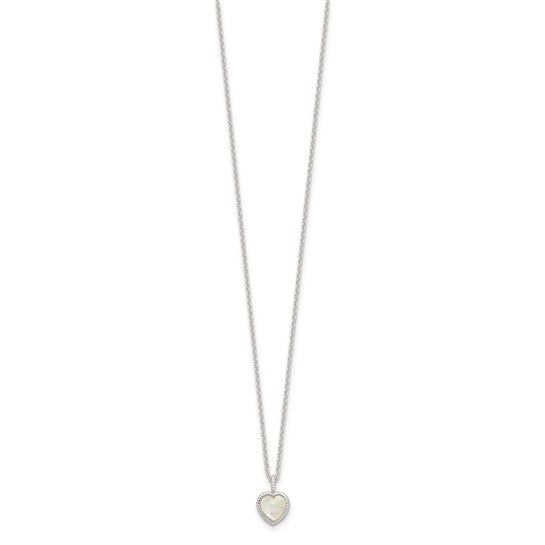 Sterling Silver E-coated Moonstone Heart 18in with 2in ext Necklace