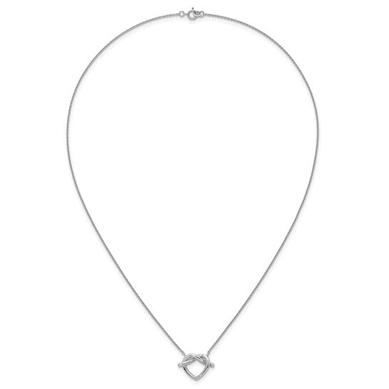 Sterling Silver Rhodium-plated Polished Knot Heart 17.75 Inch Necklace