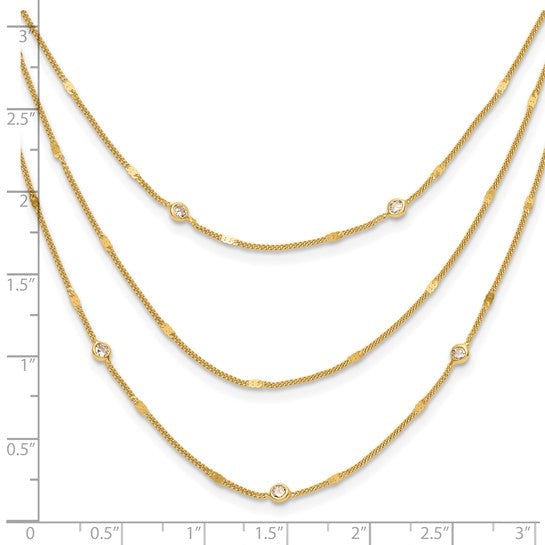 Leslie's Sterling Silver Gold-tone CZ Layered with 1.5in ext. Necklace