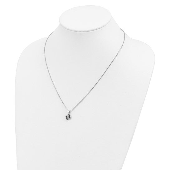White Night Sterling Silver Rhodium-plated Black and White Diamond 18 Inch Necklace with 2 Inch Extender