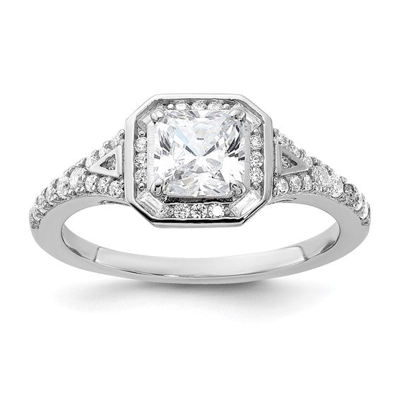 Sterling Shimmer Sterling Silver Rhodium-plated CZ 41 Stone Open Back Ring