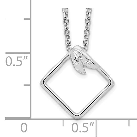 White Ice Sterling Silver Rhodium-plated 18 Inch Open Diamond-shaped Diamond Necklace with 2 Inch Extender