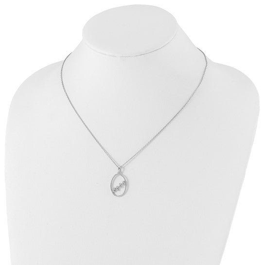 White Ice Sterling Silver Rhodium-plated 18 Inch Diamond Open Oval Necklace with 2 Inch Extender