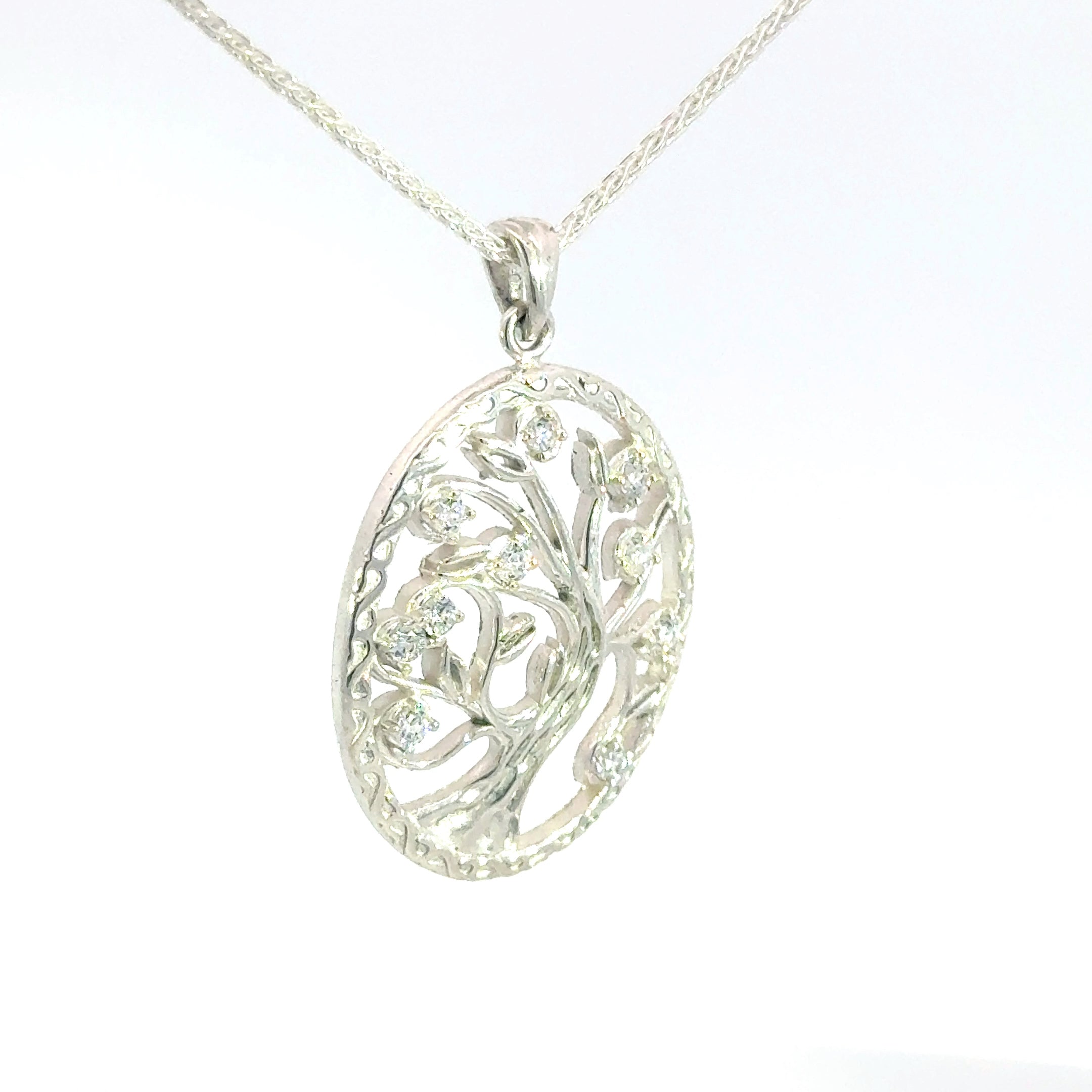 Mother's Day 925 Silver Tree Of Life Pendant with Cz's or Optional Birthstones